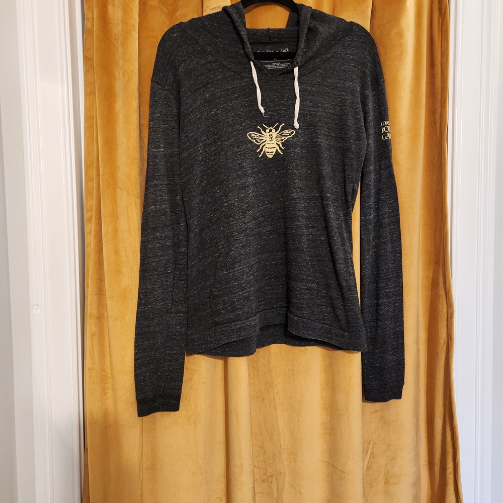 Cinder + Salt Charcoal Hoodie with Gold Bee Embroidery